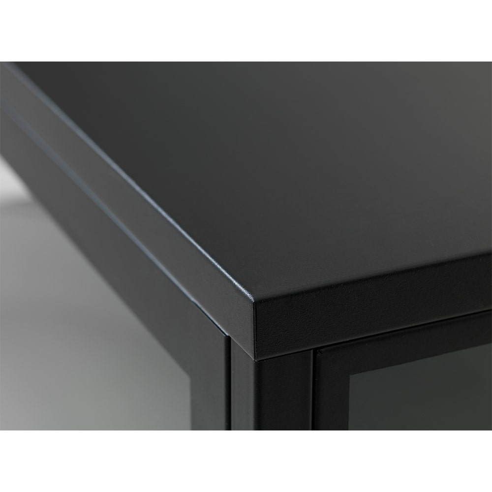 Olivine Carrie TV meubel Zwart - Metaal - Glas - B 132 cm
