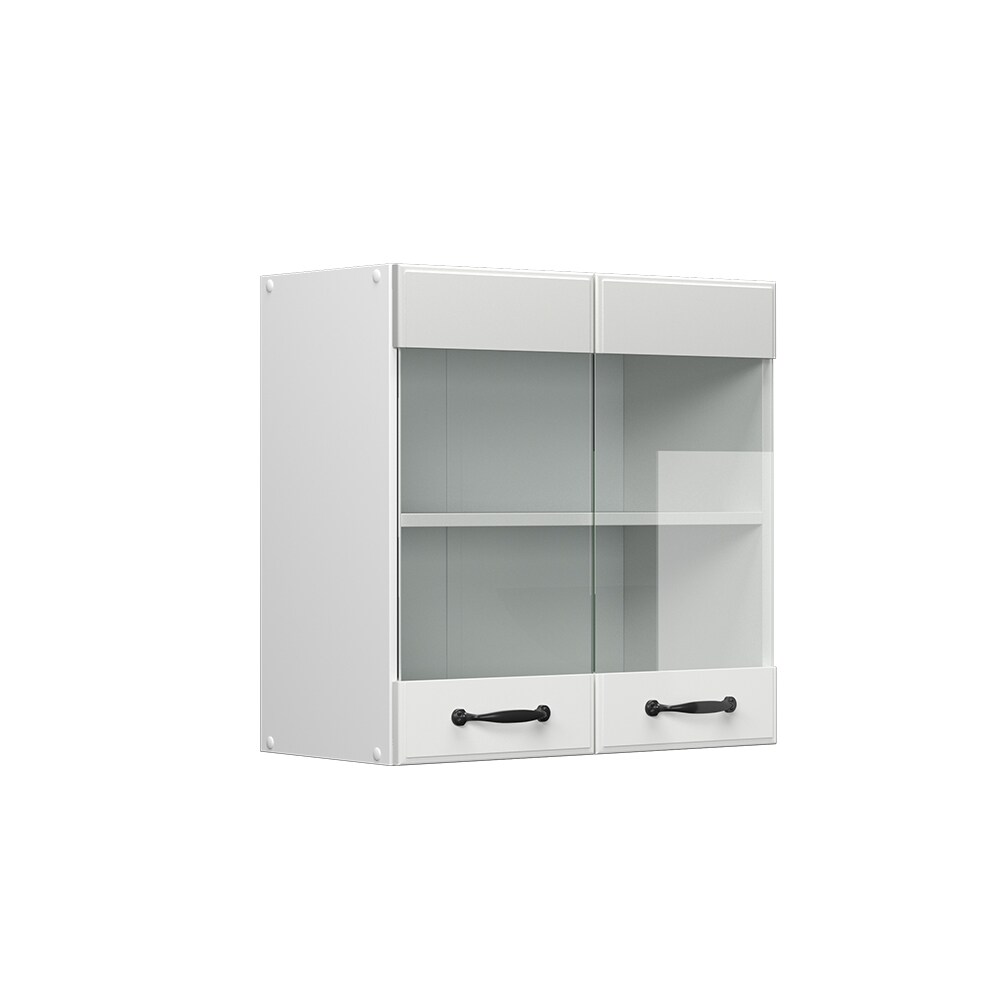 Vicco Hängeglasschrank Küchenschrank Küchenzeile R-Line Landhaus 60 cm Weiß Tür Fächer