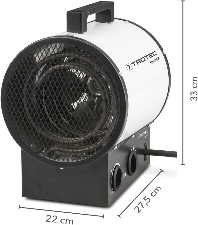 TROTEC Bauheizer TDS 30 R – Heizleistung 2,5 kW / 5 kW – Elektroheizer Luftmenge 580 m³/h – Heizlüfter für große Räume