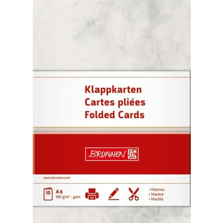 BRUNNEN Doppelkarten Marmor, grau, A6, 160g/m², 10 Karten