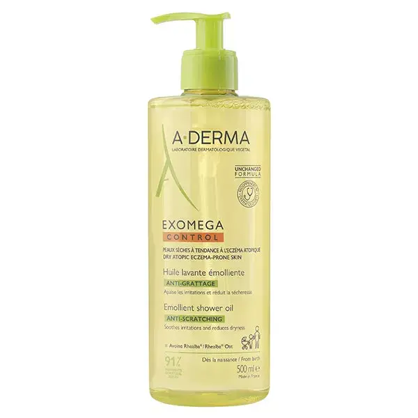 A-Derma Exomega Control Huile Lavante Émolliente Anti-Grattage 500ml