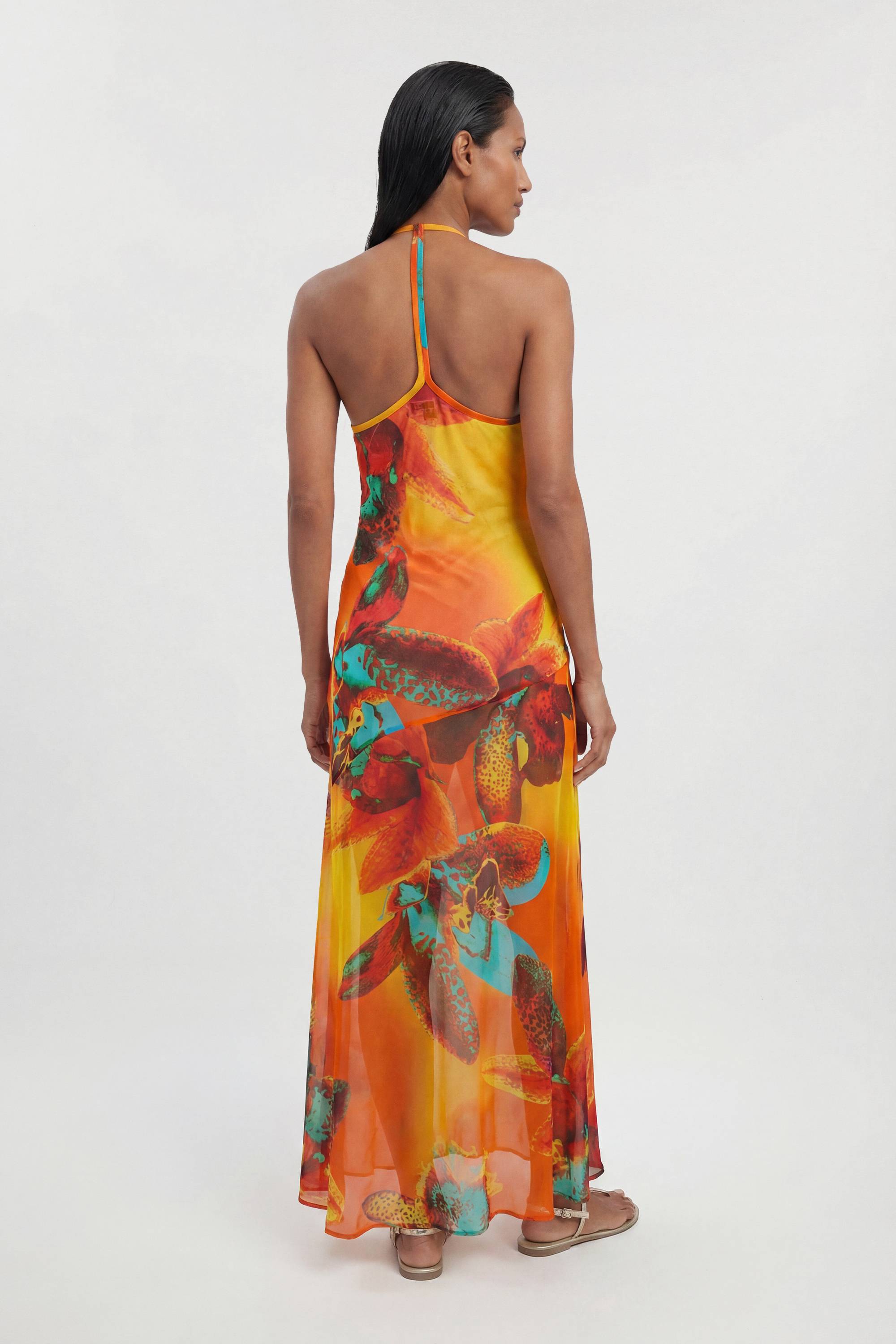 KarenMillen Robe Longue De Plage En Georgette De Viscose À Imprimé Floral Photographique
