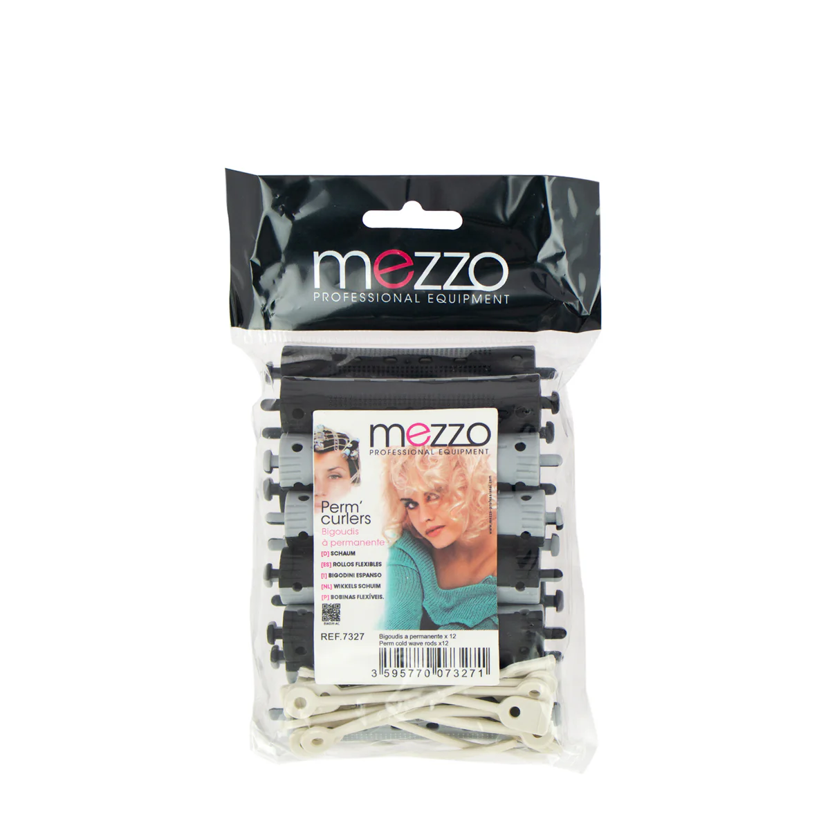 Bigoudis permanente noir gris long