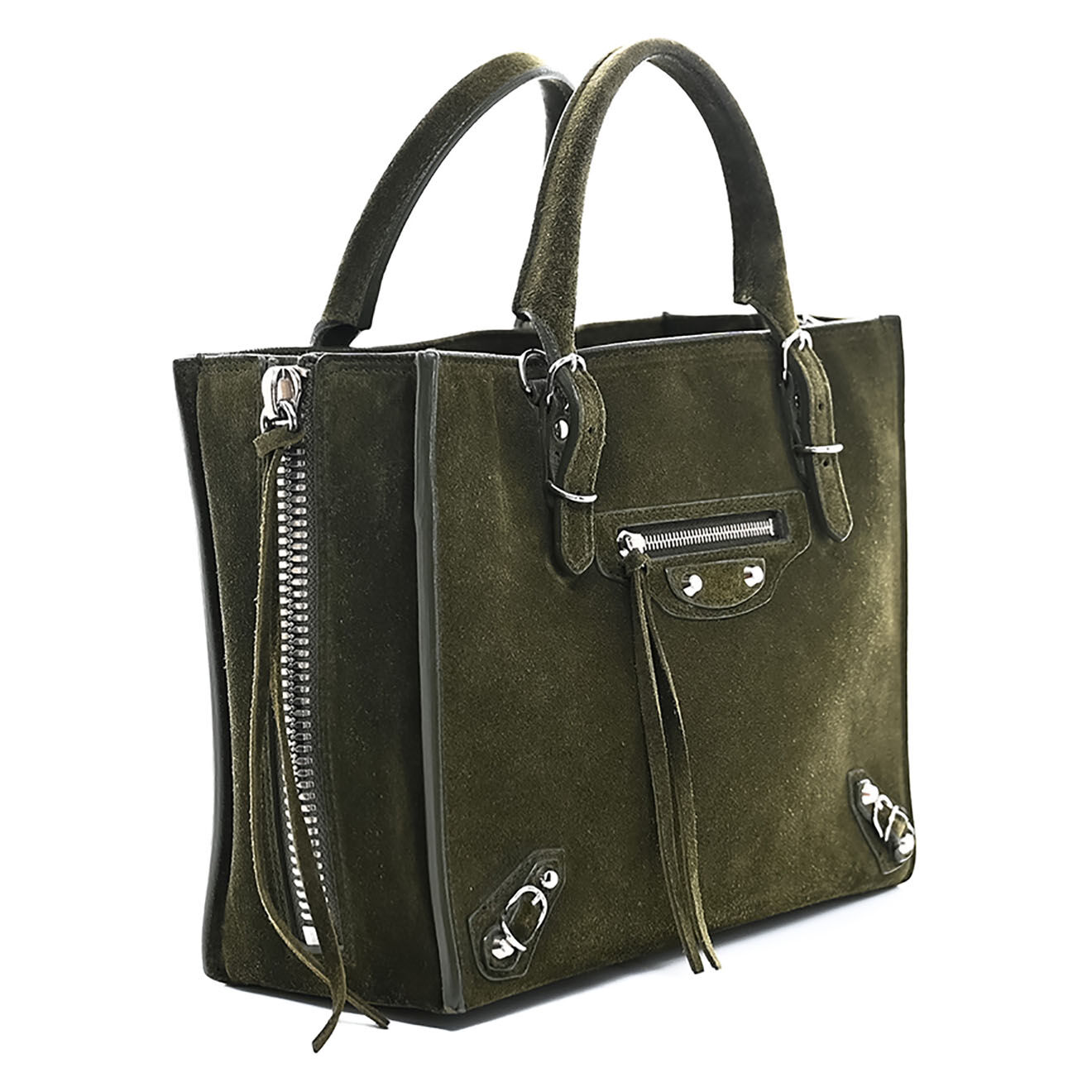 Balenciaga Sac bandoulière en Daim Papier kaki - Très bon état - L.22.5 cm