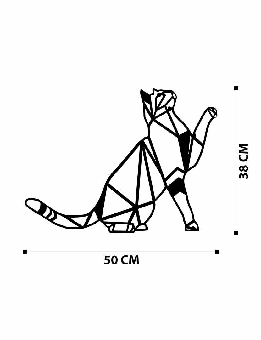 Geometric Cat Metal Wall Décor