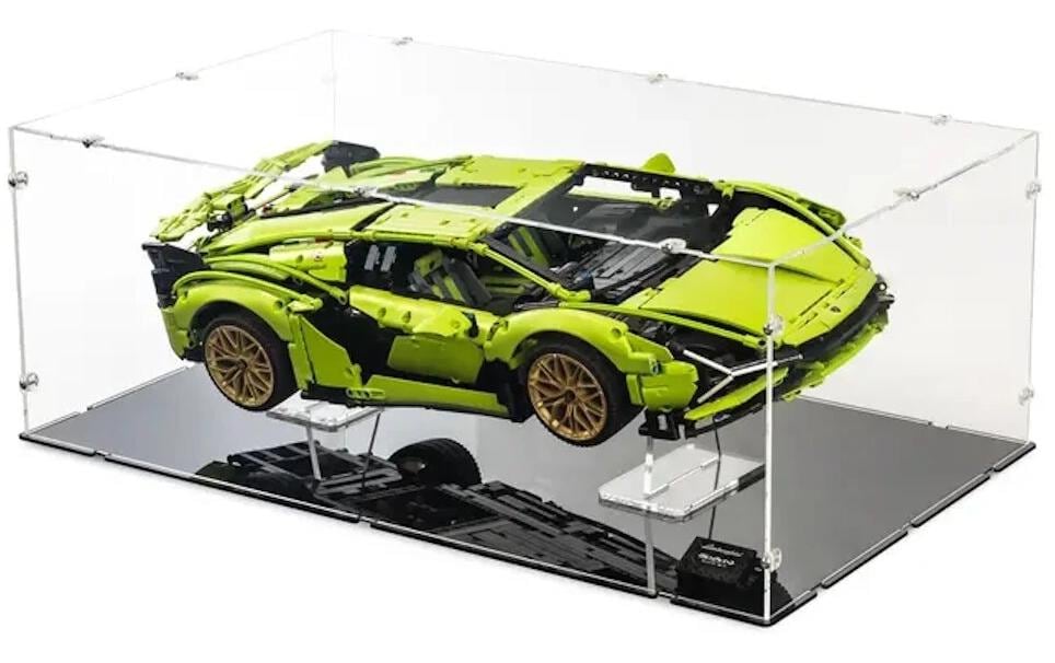 Baukasten Acryl-Display XL für LEGO 42115 Lamborghini<br>Acry-Display-Box mit schwarzem Boden für LEGO Lamborghini Sián FKP 37