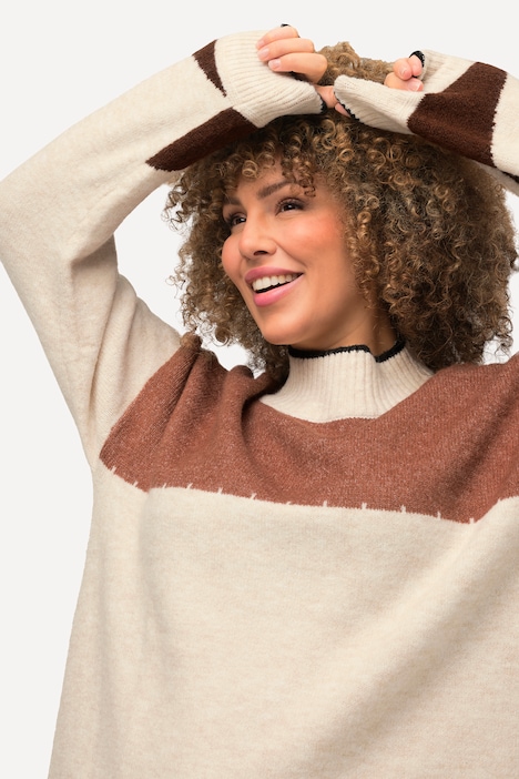 Pullover, Colorblocking, Rollkragen, Langarm
