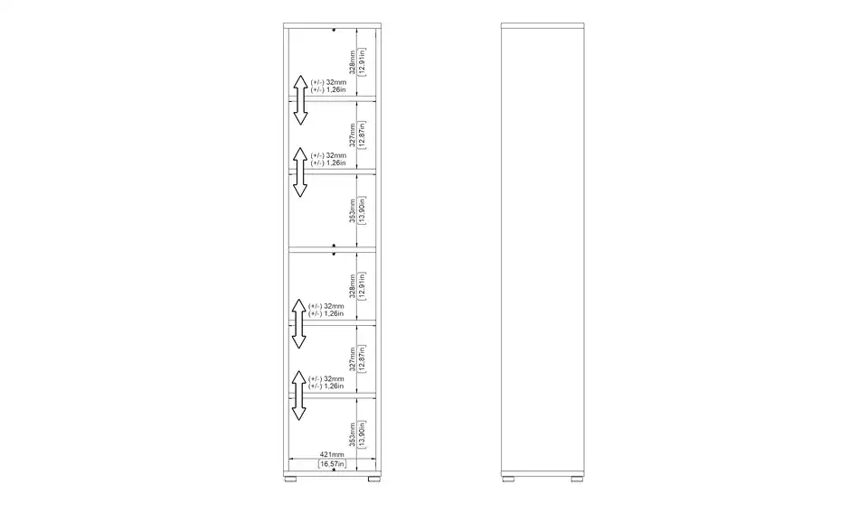 Regal Saale 47,2 cm 221,7 cm Weiß