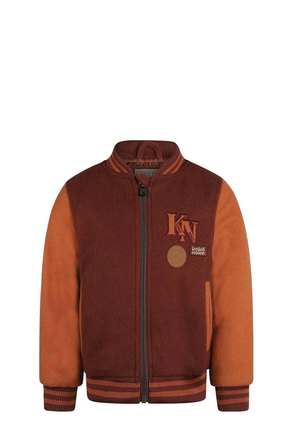 Koko Noko bomberjack winter met patches donkerrood/oranje