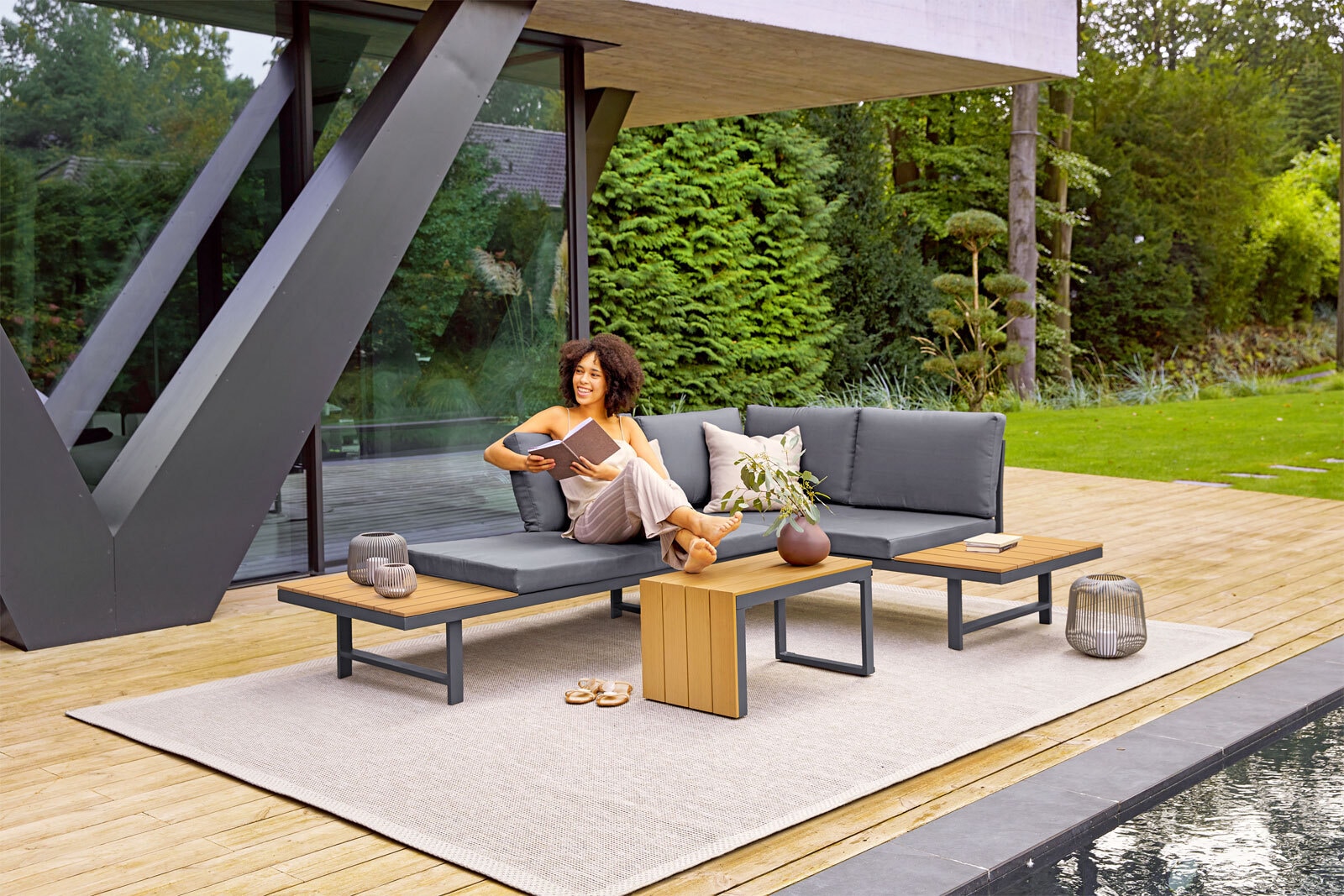 Garden FLAIR Loungemöbel Set BASEL A 3-teilig grau /braun