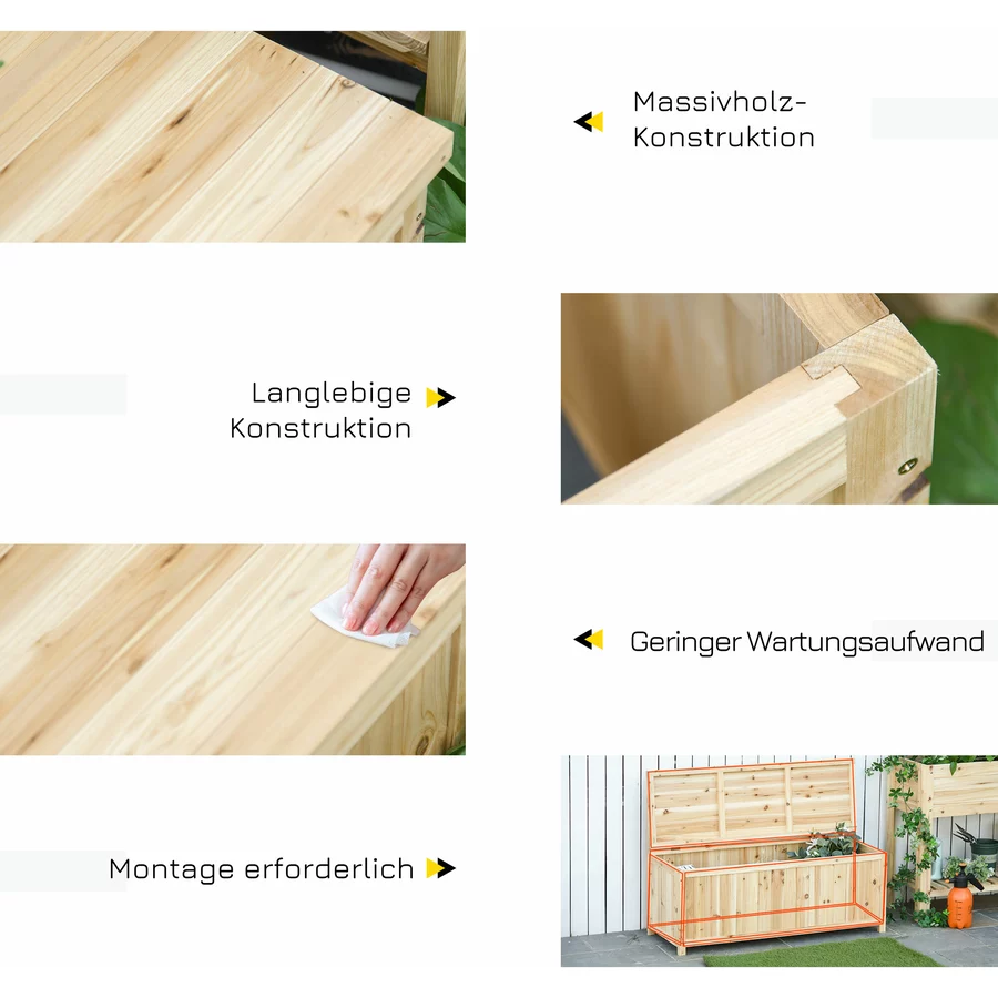 Outsunny Gartenbank mit Stauraum natur