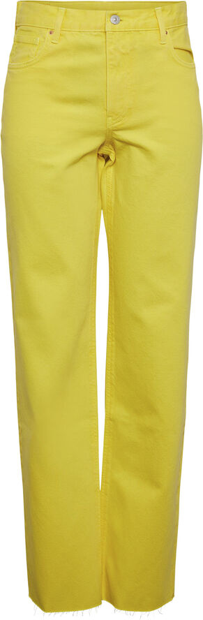 Pieces PCMOLLY HW DENIM PANTS D2D DE Golden kiwi/solid