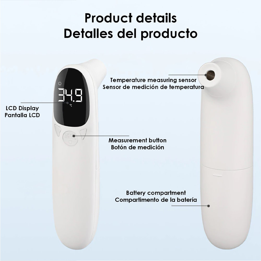 Thermomètre infrarouge sans contact - Mode température corporelle & objets