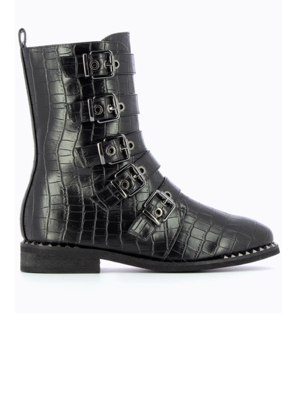 Bottines Motardes croco Vanessa - Vanessa Wu