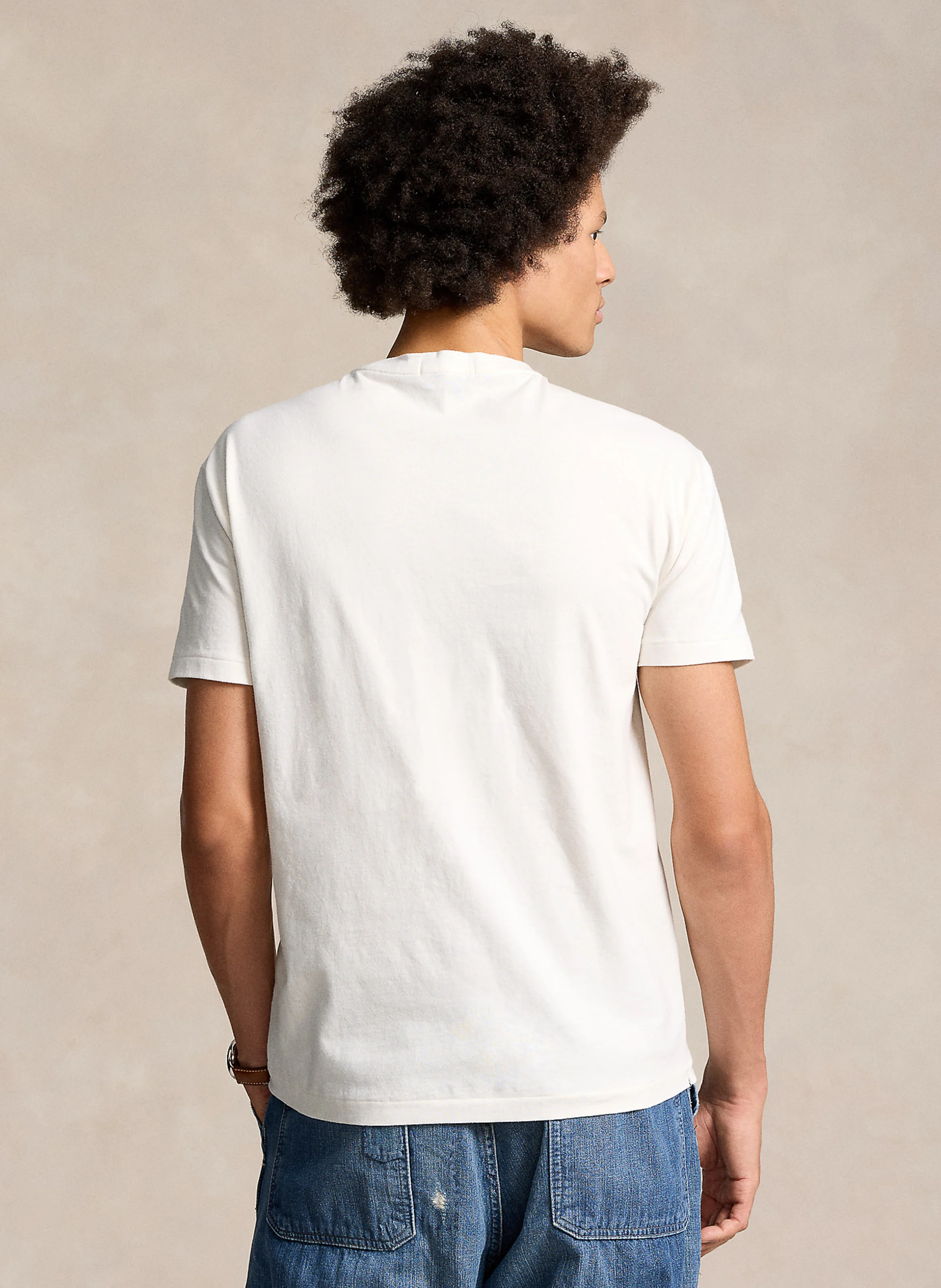 Tee-shirt col rond sérigraphié en coton| Blanc