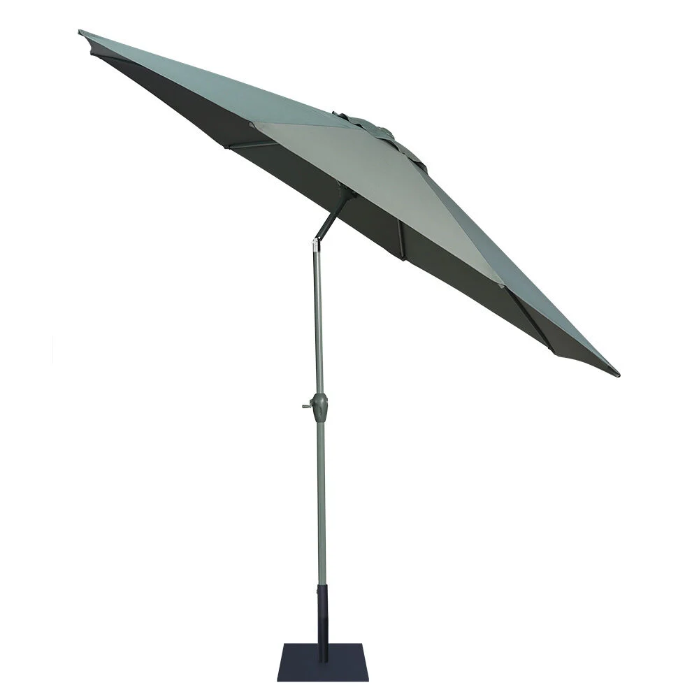 Parasol centré Cuba inclinable à manivelle vert foncé Ø300xH245cm