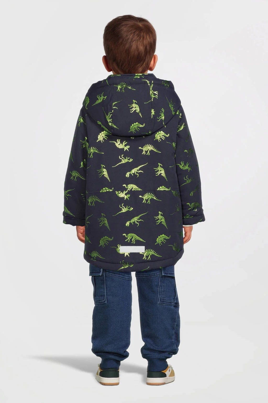 NAME IT winterjas NMMMAX met all over print donkerblauw/groen