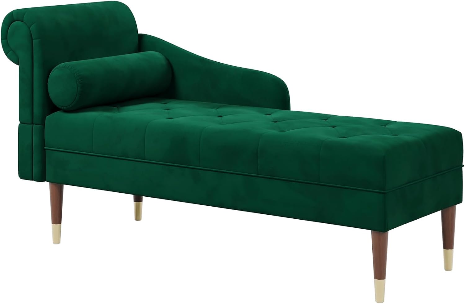 Vesgantti Velvet Chaiselongue, Indoor Lounge Sofa mit linker  Armlehne und Lendenkissen, Recamiere für Wohnzimmer, Schlafzimmer und Büro, Samt Loungesessel 149.5 x 54 x 76CM