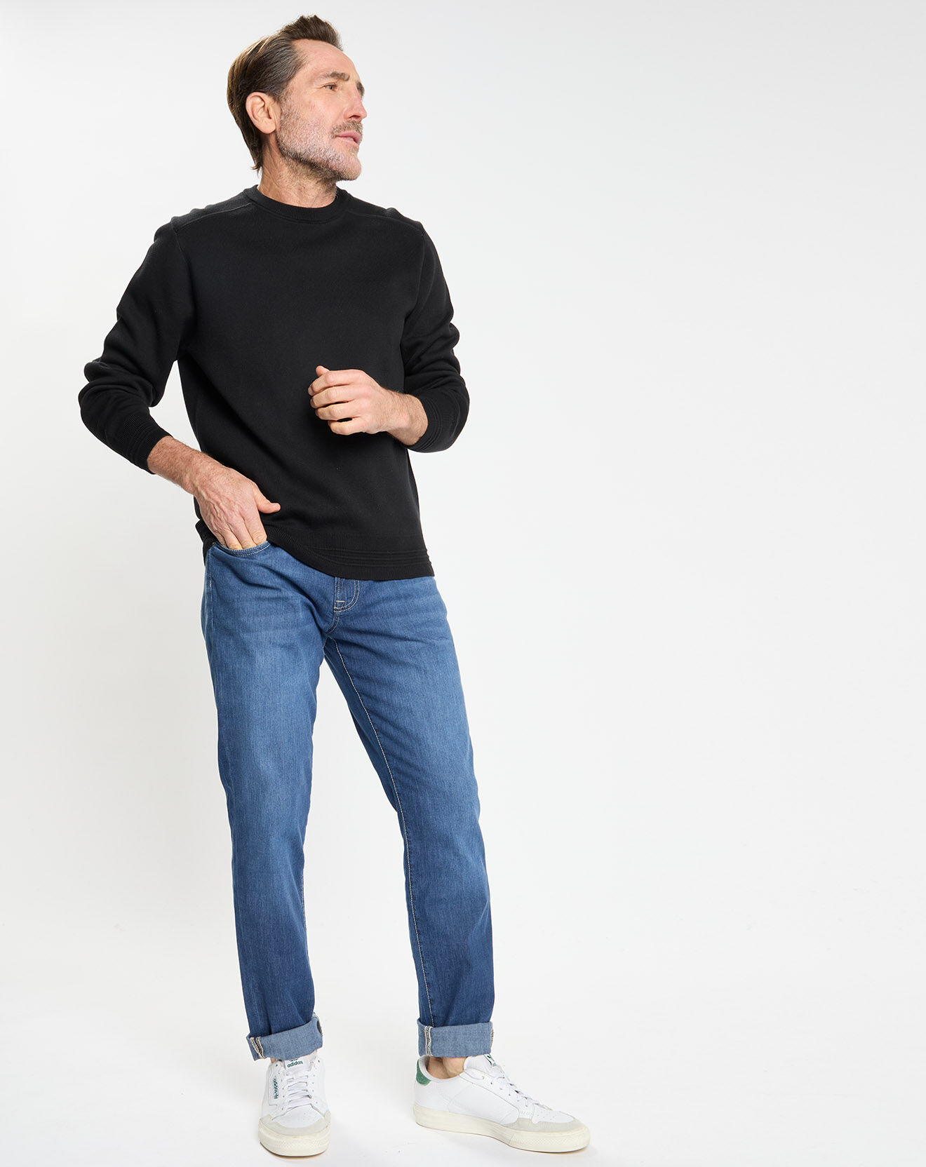 Hackett London Pull col rond uni noir