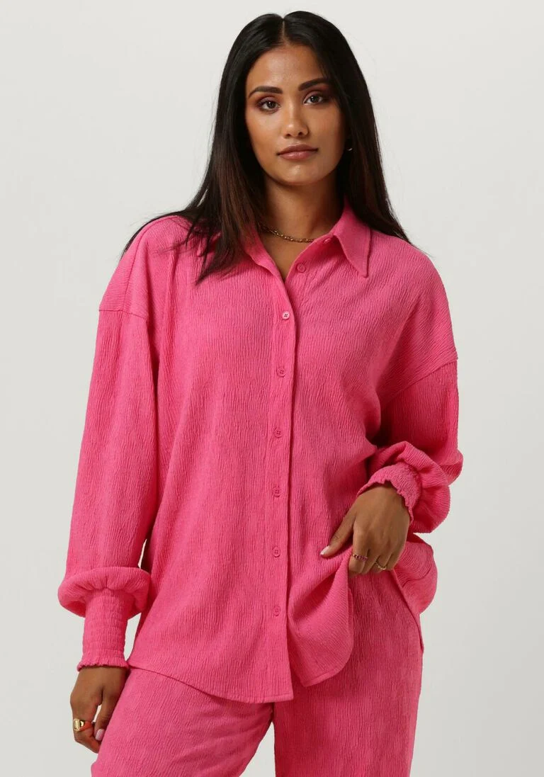 ALIX THE LABEL fuchsia alix the label blouse ladies woven oversized plisse blouse