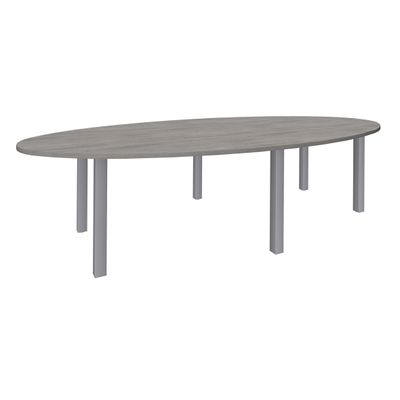 Table de réunion ovale - L280 cm - Pieds exprim alu - Plateau imitation noyer