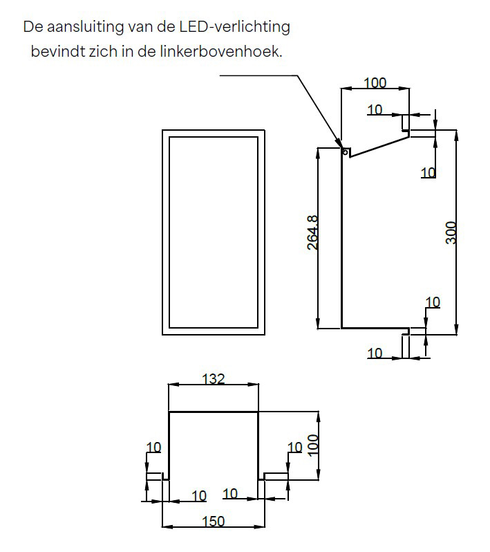 Hotbath &More inbouwnis met verlichting 30x15x10cm wit mat