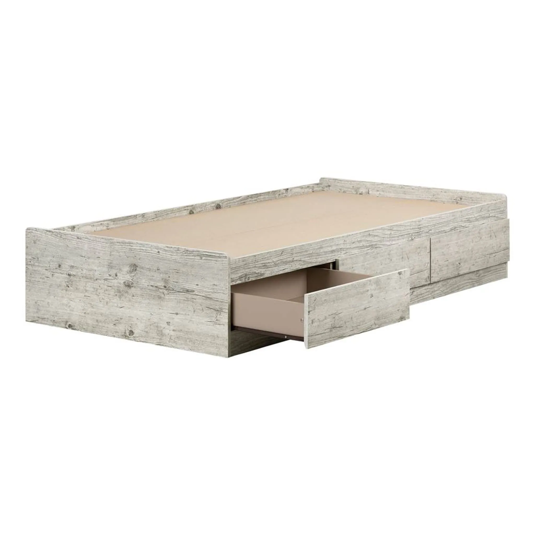 South Shore Lit Matelot Simple 3 Tiroirs Navali - Pin Bord de Mer
