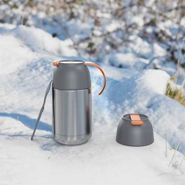 Termokande 650 ml Kaffe Te termoflaske Termokrus (grå)