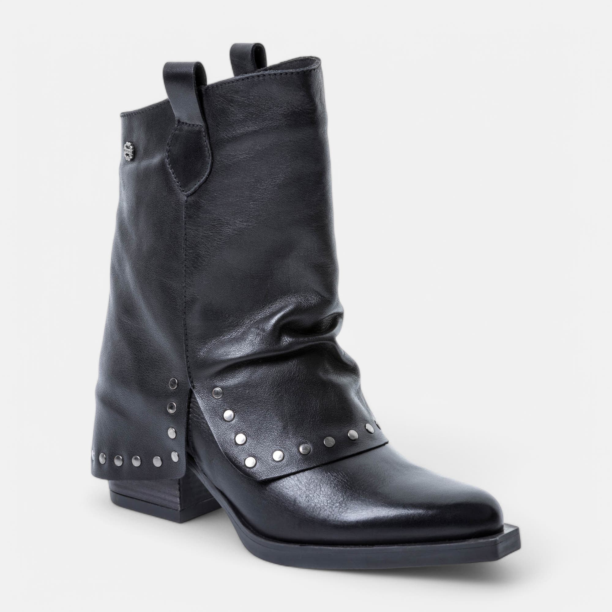 Santiags à talon Femme en cuir noir