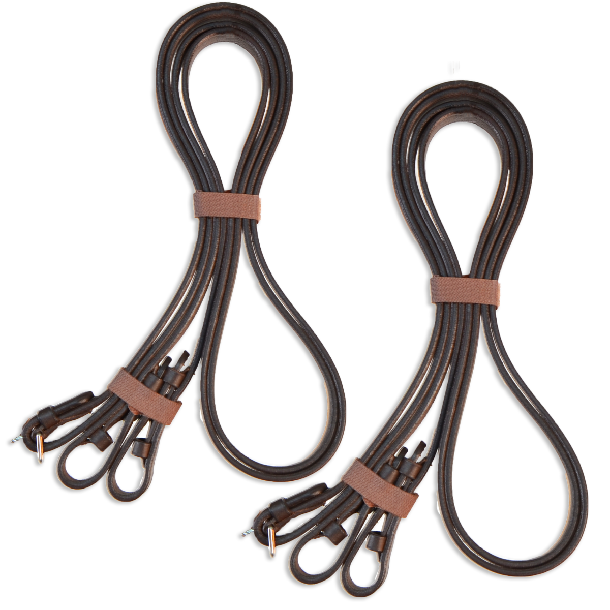 Bridão duplo estilo inglês, marca Los Nietos. Marrom. Equipamento para cavalos. Produto de selaria.