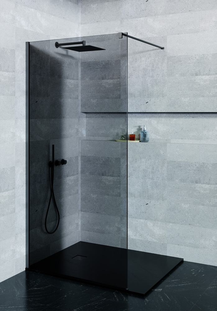 Saniclear Shade douchewand rookglas 120x200cm gunmetal profiel