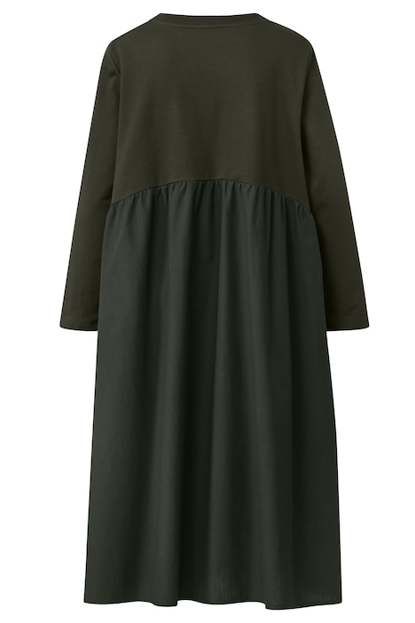 Midikleid, A-Line, Materialmix, Rundhals, Langarm, Quernaht