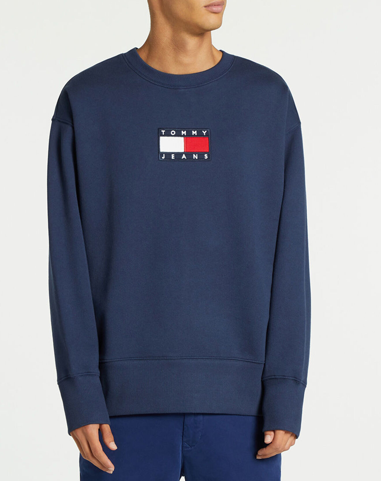 Tommy Jeans Sweat col rond Flag bleu marine