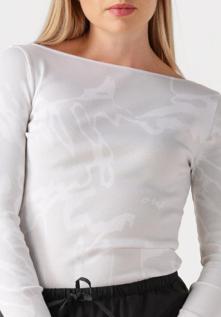 beige olaf hussein t-shirt aop boat neck top