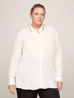 Camisa de crepe de corte regular com monograma Curve TH