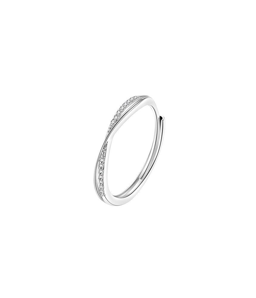 pexrl sieraden - gelaagde open ring van sterling zilver met strass