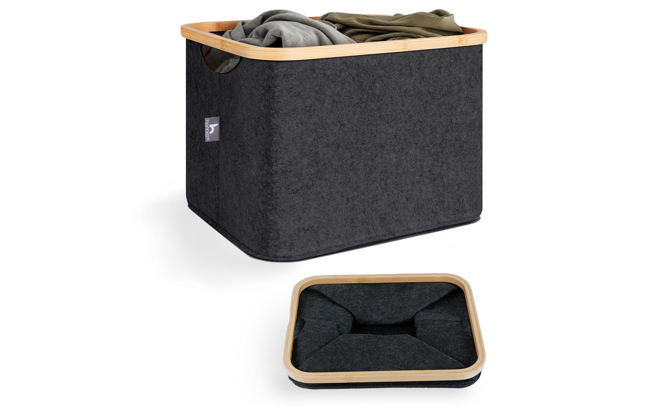 Wäschekorb Laura 40 l, Anthrazit/NatureFaltbare Aufbewahrungsbox