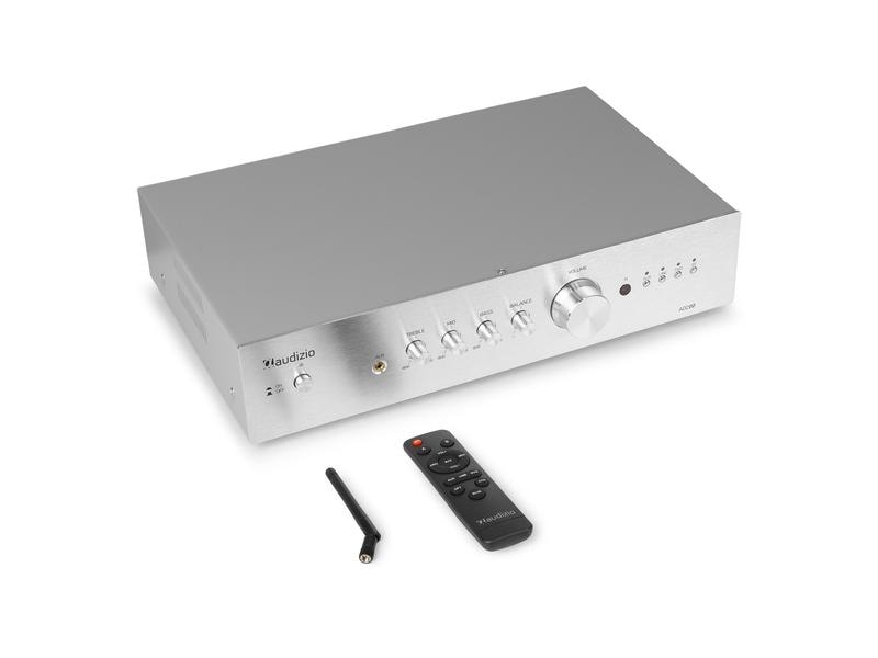 Audizio Stereo-Verstärker AD200A Silber Vielseitiger 2-Kanal-Verstärker mit grosser Funktionalität