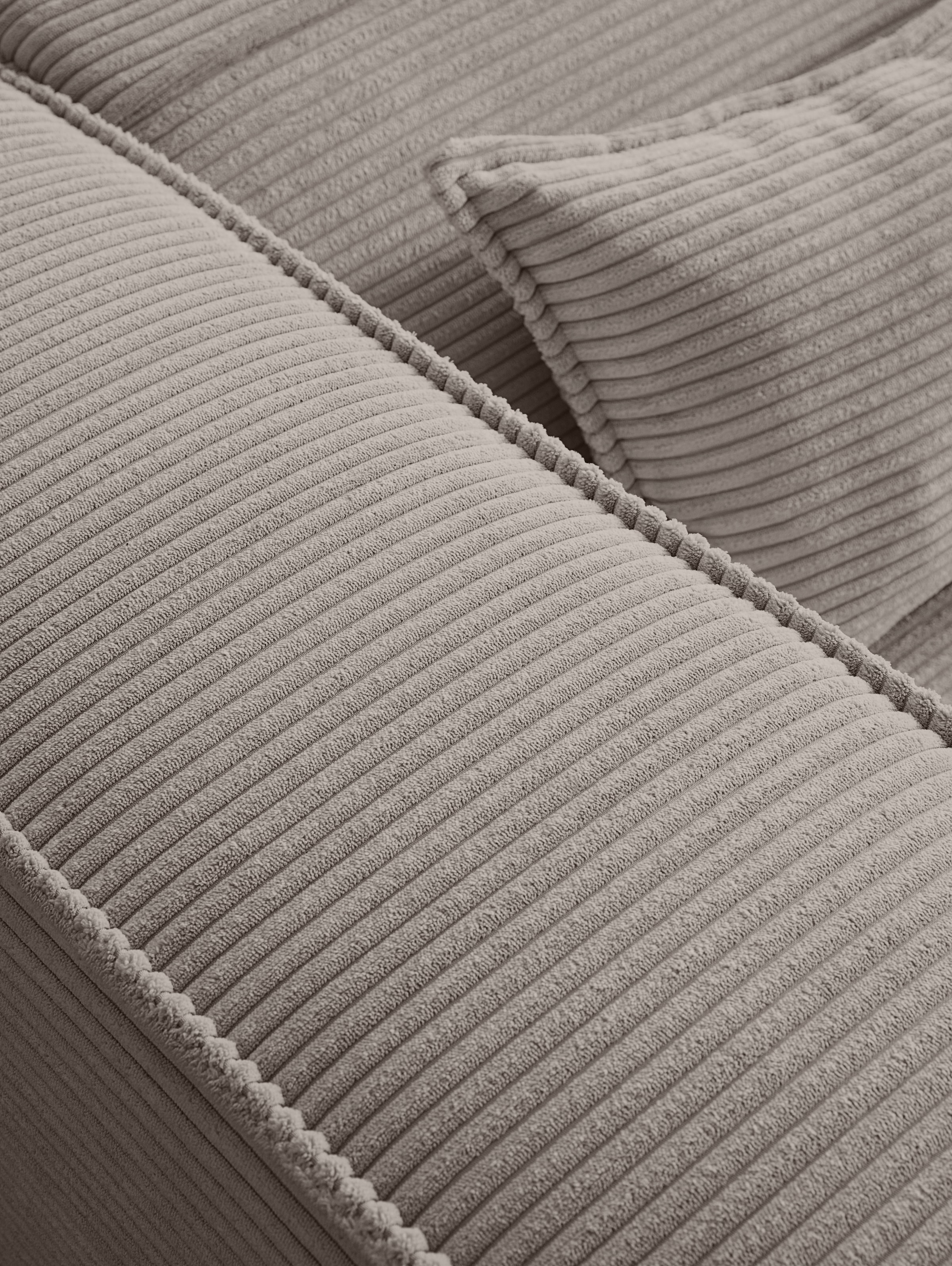 LeGer Home by Lena Gercke Ecksofa »PIARA mit Kedernaht, Cord, Leinenoptik o. Strukturstoff, Couch, L-Form« wahlweise Ottomane rechts/links, schwarze Füsse, bequemer Sitzkomfort