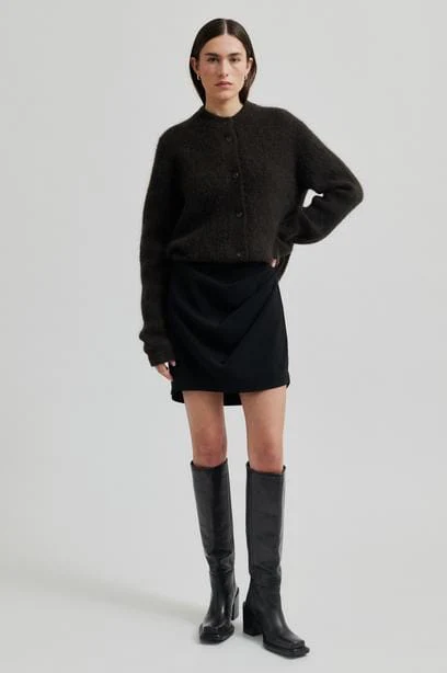 Second Female Brook Knit Rib Cardigan 57878 mulch