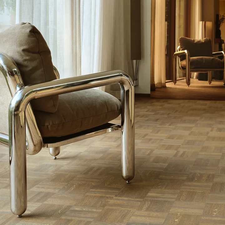 HKliving - Chrom- Loungesessel, samtbraun