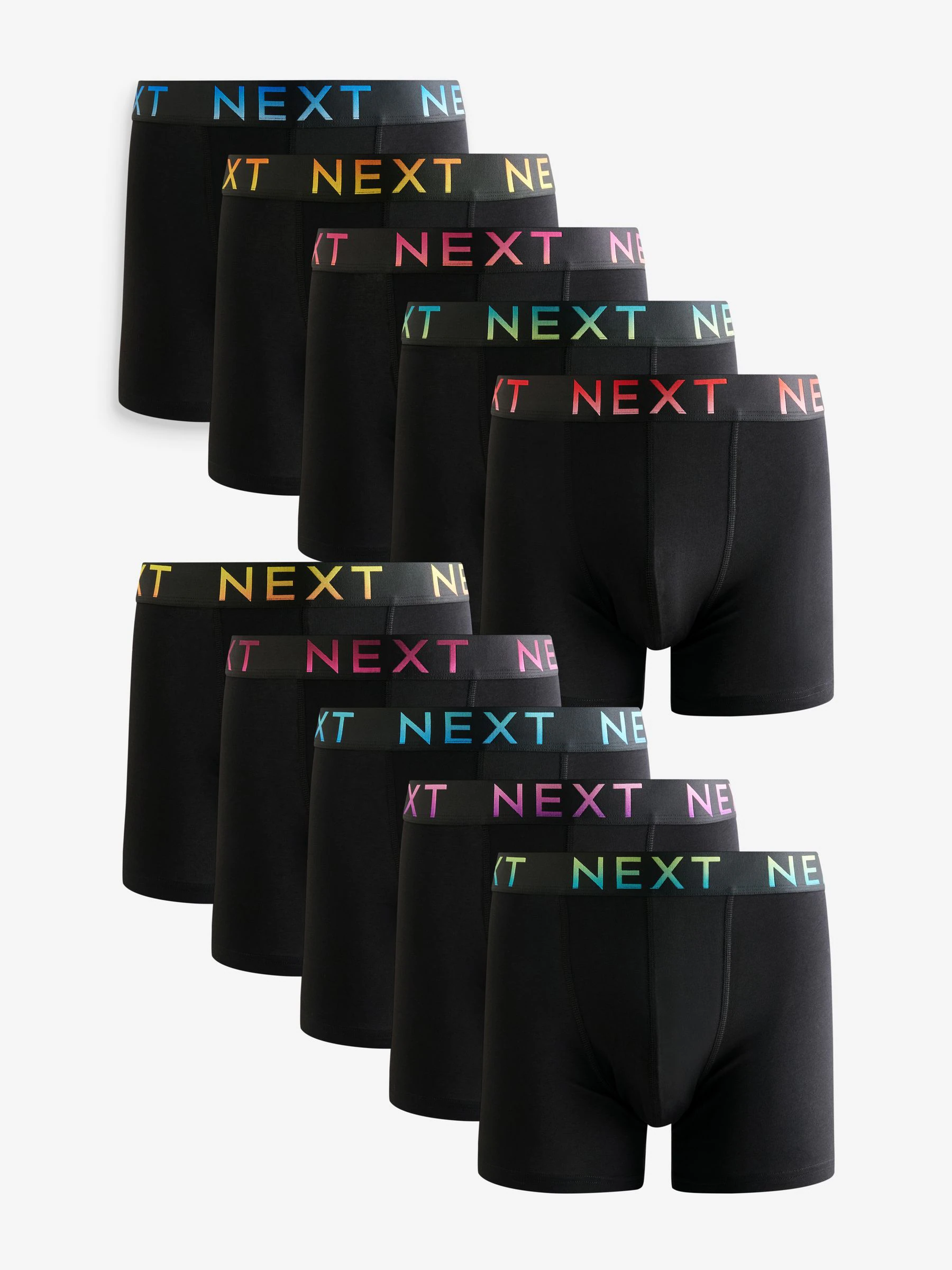 Zwart met ombré gekleurde taillebanden - Katoenrijke trunk boxershorts verpakking van 10