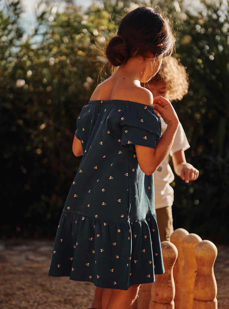 Robe bleu marine à imprimé clémentine