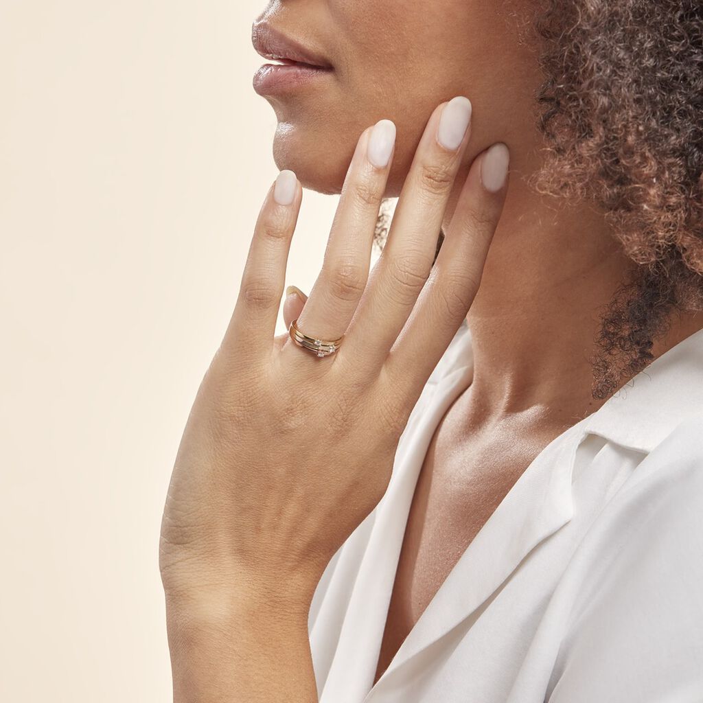 Bague Superposition Or Tricolore Diamant