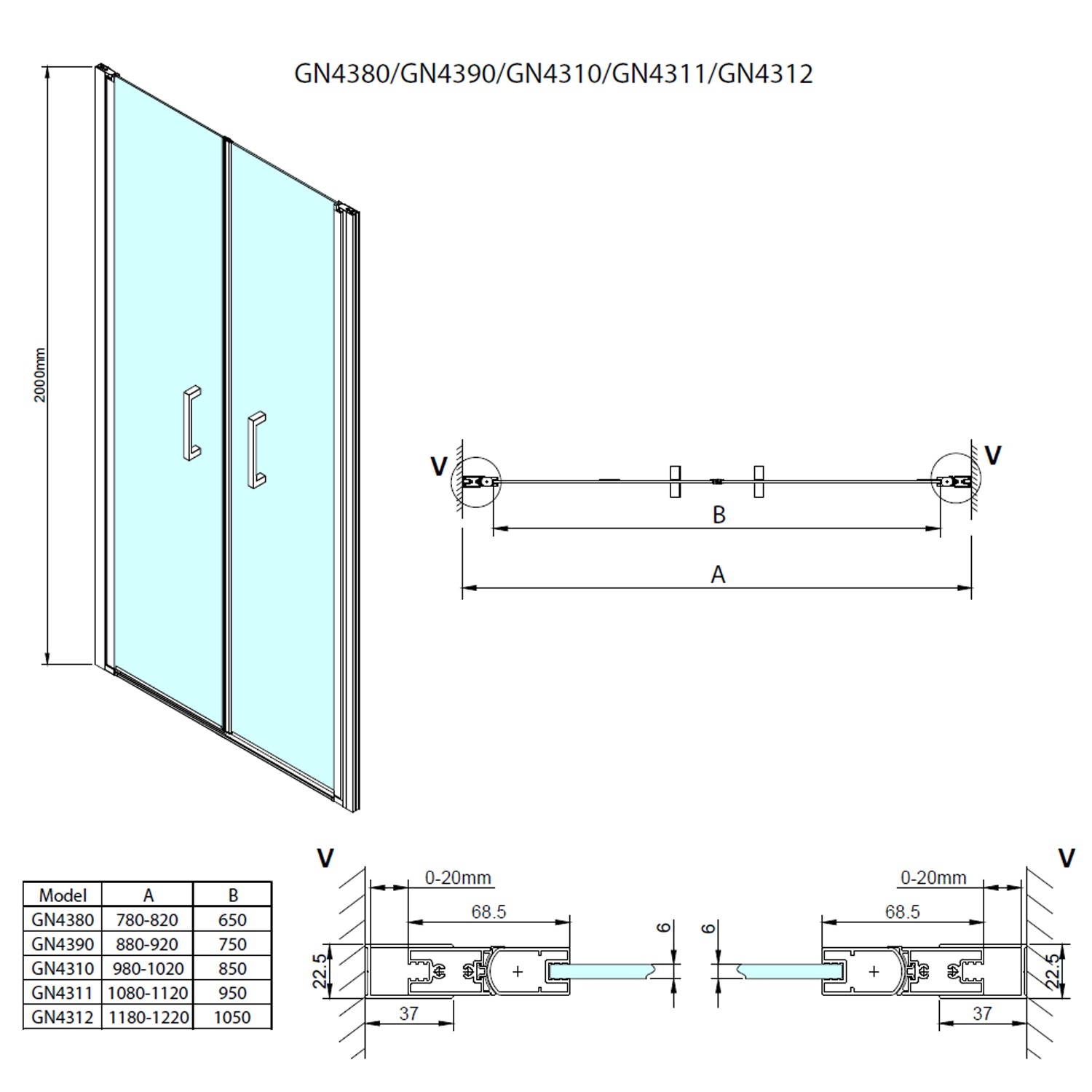 Gelco Loro pendeldeuren 80x200cm chroom
