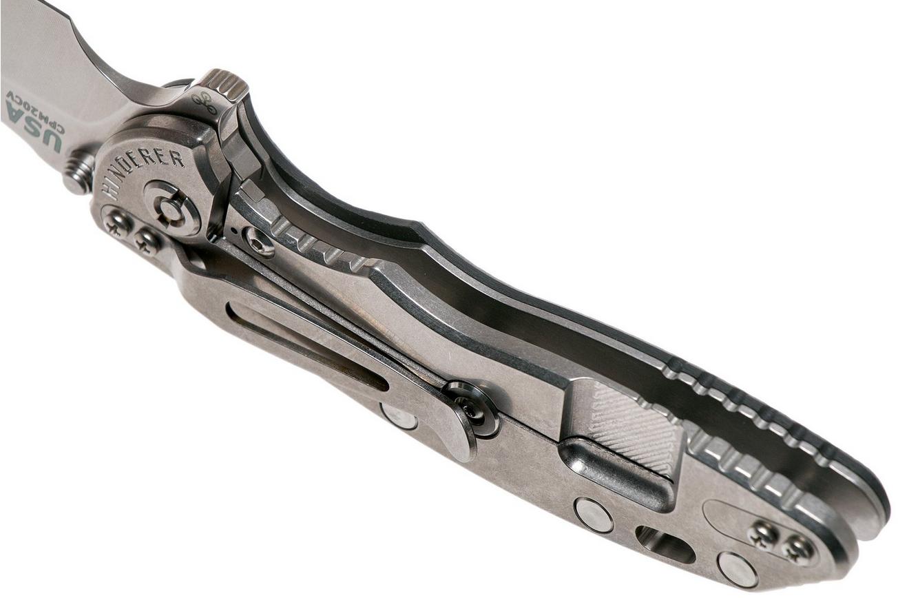 Rick Hinderer XM18 3.5” Recurve, CPM 20CV, Stonewash, Black G10, zakmes