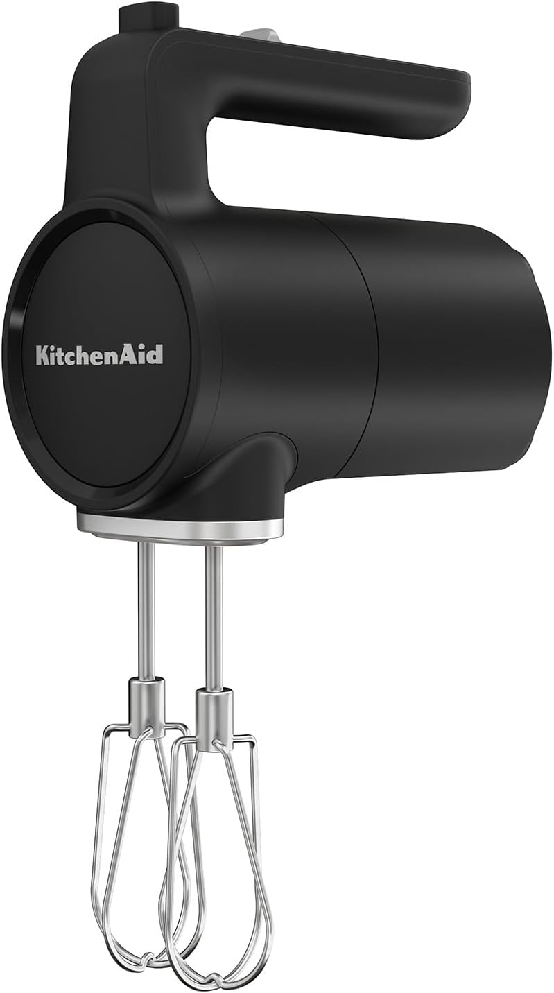 KitchenAid Handmixer kabellos - Go Cordless - Mit 7 geschwindigkeiten und soft start - 2 Edelstahl turborührbesen - 60 Minuten Nutzungsdauer pro Ladung - Schwarz - Ohne Akku