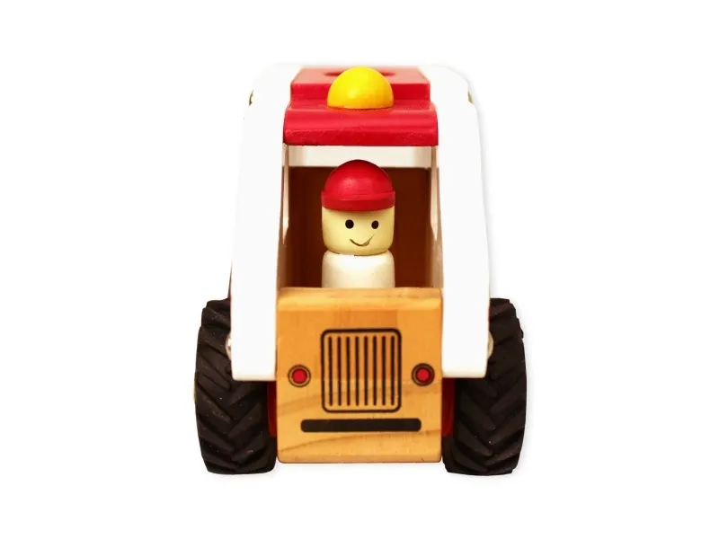 Magni Magni - Wooden ambulance with rubber wheels (2626) /Cars, trains and vehicles
