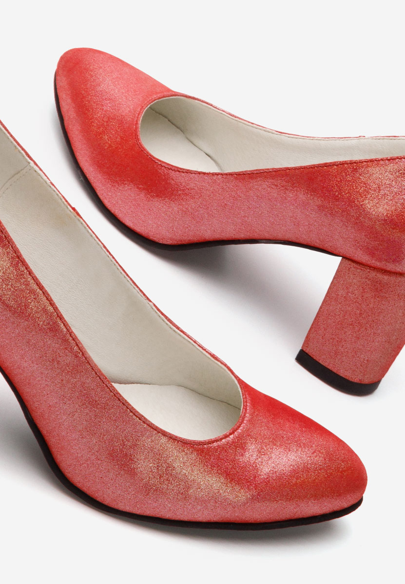 Chaussures élégantes à talon épais rouges Cleopatra