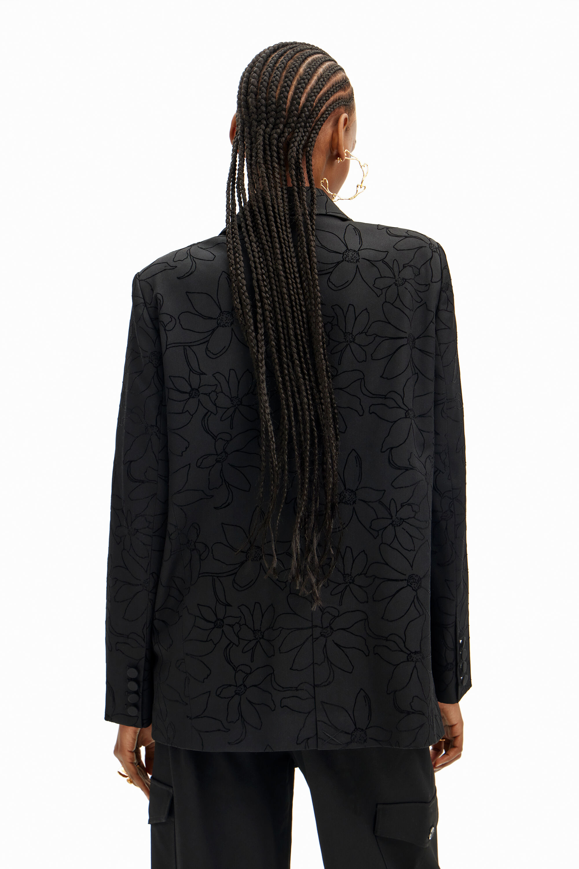 Blazer cropped com silhueta floral